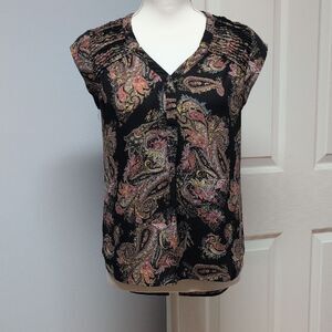 Daniel Rainn Black Paisley Blouse Size PXS